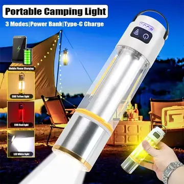 1000 Lümen Güçlü Aydınlatmaya Sahip Gold  Gp-222 İle Kamp Gecelerini Aydınlatın Hem El Feneri Hem De Kamp Lambası Olarak Kullanılabilen Çok Fonksiyonlu Yapısı, Usb Şarj Özelliği Ve Dayanıklı Gö
