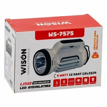 Wison Ws-7575 5 Watt Solarlı Projektör Şarjlı Spot Fener
