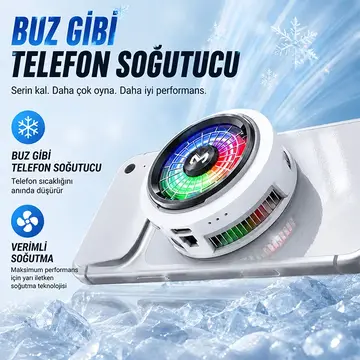 Memo CX20 iOS Android Soğutucu 20W Manyetik RGB Telefon Soğutucu –Anında Hızlı SoğutmaSessiz Fan Soğutma