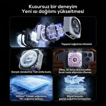 MEMO CX21 18W Manyetik Telefon Soğutucu RGB Işıklı Yarı İletken Buz Soğutmalı Mobil Oyun Fanı