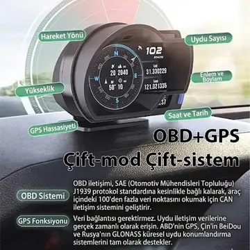 Ally A520 OBD2 + GPS Head Up Display HUD Dijital Hız Göstergesi RPM & Sıcaklık & Basınç Takip Hız Alarmı