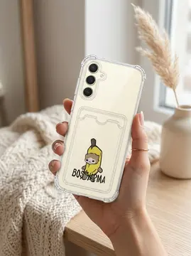 Samsung Galaxy A36 Boş Yapma Muz Detaylı Kart Bölmeli Şeffaf Telefon Kılıfı