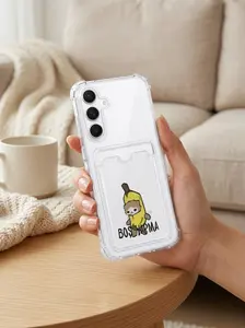 Samsung Galaxy S24 FE Boş Yapma Muz Detaylı Kart Bölmeli Şeffaf Telefon Kılıfı