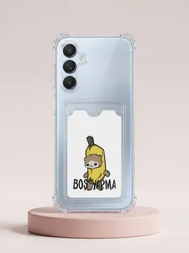 Samsung Galaxy A17 Boş Yapma Muz Detaylı Kart Bölmeli Şeffaf Telefon Kılıfı