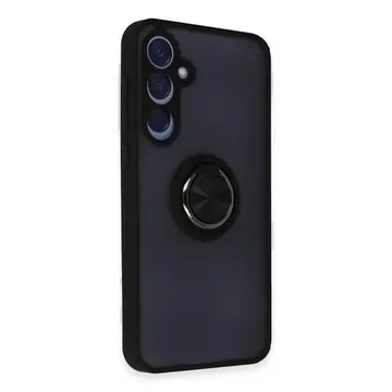 Samsung Galaxy A25 5g Kılıf Montreal Yüzüklü Silikon Kapak - Siyah