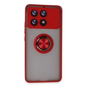 Xiaomi Poco X6 Pro Kılıf Montreal Yüzüklü Silikon Kapak - Kırmızı