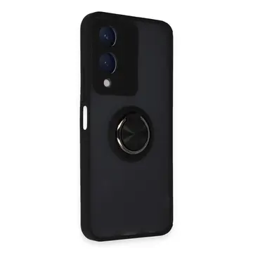 Vivo Y17s Kılıf Montreal Yüzüklü Silikon Kapak - Siyah