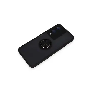 Vivo Y17s Kılıf Montreal Yüzüklü Silikon Kapak - Siyah