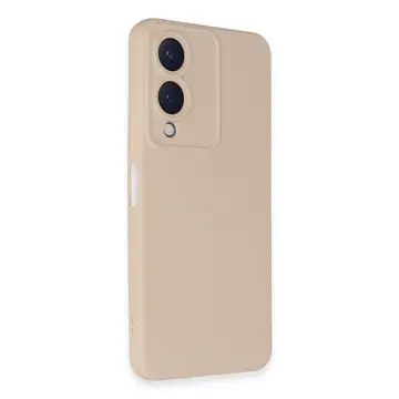 Vivo Y17s Kılıf Nano İçi Kadife Silikon - Pudra