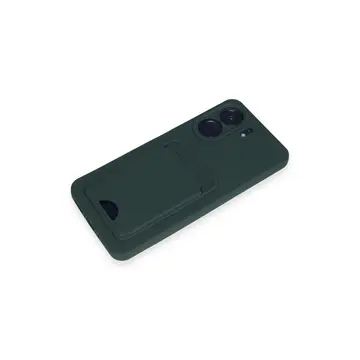 Xiaomi Redmi 13c Kılıf Kelvin Kartvizitli Silikon - Koyu Yeşil