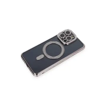 İphone 14 Pro Kılıf Joke Simli Magneticsafe Kılıf - Gri
