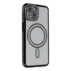 İphone 13 Kılıf Joke Simli Magneticsafe Kılıf - Siyah