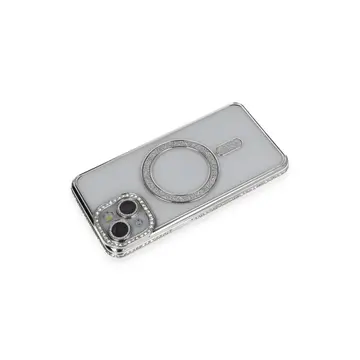 İphone 13 Kılıf Joke Simli Magneticsafe Kılıf - Gümüş