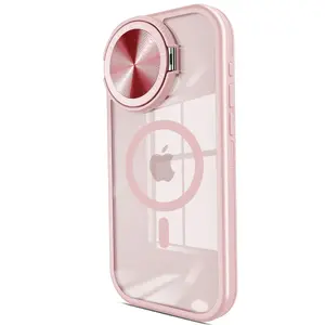 İphone 15 Pro Kılıf Teleskop Lens Magsafe Silikon Kapak - Pembe