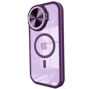 İphone 15 Pro Max Kılıf Teleskop Lens Magsafe Silikon Kapak - Derin Mor