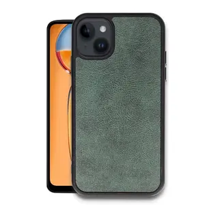 İphone 14 Kılıf Aras Deri Kapak - Koyu Yeşil