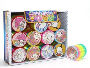 Sanrio Karakterli Magic Spring Stres Yayı - Standlı Gökkuşağı Renkli Oyuncak Seti 12'li