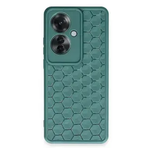 Oppo Reno 11f Kılıf Petek Silikon Kapak - Koyu Yeşil