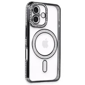 İphone 16 Kılıf Joke Simli Magneticsafe Kılıf - Siyah