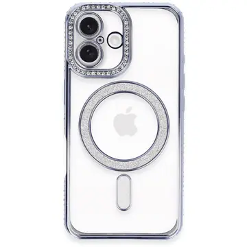 İphone 16 Kılıf Joke Simli Magneticsafe Kılıf - Mavi