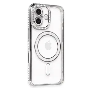 İphone 16 Kılıf Joke Simli Magneticsafe Kılıf - Gri