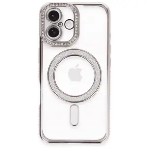 İphone 16 Plus Kılıf Joke Simli Magneticsafe Kılıf - Pembe