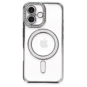 İphone 16 Plus Kılıf Joke Simli Magneticsafe Kılıf - Gri