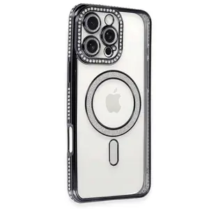 İphone 16 Pro Kılıf Joke Simli Magneticsafe Kılıf - Siyah
