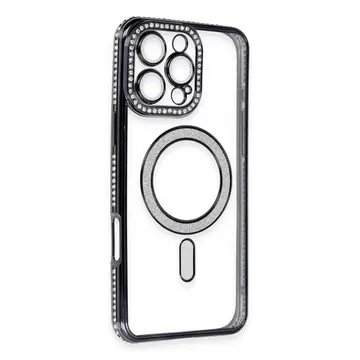 İphone 16 Pro Kılıf Joke Simli Magneticsafe Kılıf - Siyah