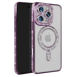 İphone 16 Pro Max Kılıf Joke Simli Magneticsafe Kılıf - Derin Mor