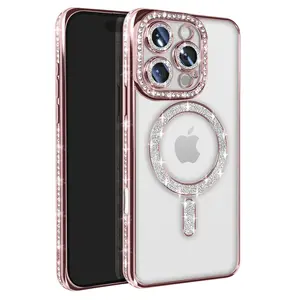 İphone 16 Pro Max Kılıf Joke Simli Magneticsafe Kılıf - Pembe
