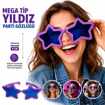 Mega Tip Yıldız Parti Gözlüğü Yeşil Renk