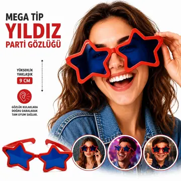Mega Tip Yıldız Parti Gözlüğü Yeşil Renk