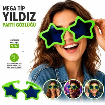 Mega Tip Yıldız Parti Gözlüğü Yeşil Renk