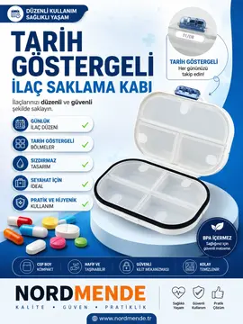 Tarih Göstergeli, Hava Sızdırmaz Ve Su Geçirmez İlaç Saklama Kutusu Haftalık Günlük İlaç Organizer Şeffaf Taşınabilir