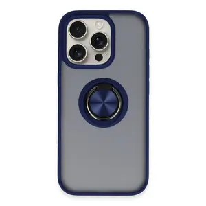 İphone 16 Pro Kılıf Montreal Yüzüklü Silikon Kapak - Lacivert