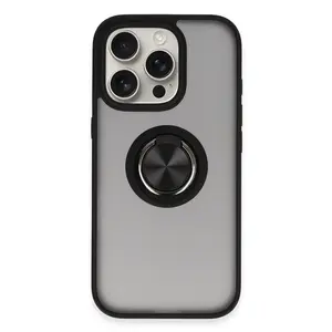 İphone 16 Pro Max Kılıf Montreal Yüzüklü Silikon Kapak - Siyah
