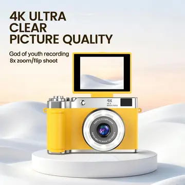 4k Çantalı Dijital Retro Video Kamera 48mp 16x Zoom Işıklı (32gb) Kart Dijital Fotoğraf Makinesi Mavi