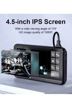 Ekranlı Çift Kameralı 5 Mt Sert Kablo Endoskop Kamera 8 Mm 4.3 Inc Hafıza Kart Destekli