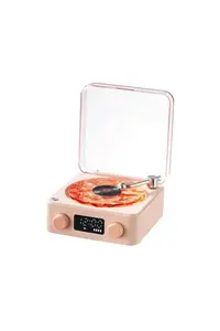 Waves Nostalji Plak Görünümlü Bluetooth Hoparlör 3d Ses Dalgası Retro Müzik Plak Pembe
