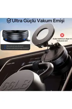 360 Dönebilen Ayarlanabilir Araç Içi Tutucu Kullanılabilen Vakumlu K007 Magsafe Telefon Tutucu