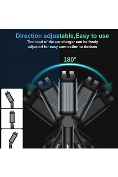 4’ü 1 Arada Çift Usb Bağlantı Çakmaklık, Type-c Hızlı Şarjlı 66w,geri Çekilebilir Araç Telefon Şarj Cihazı