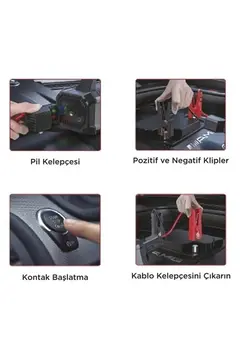 Taşnabilir Dijital Ekranlı Araç Akü Takviyeli Işıklı Oto Marş Hava Kompresörü