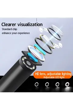 Ekranlı Üç Kameralı Çantalı 10 Metre Sert Kablo Yılan Endoskop Kamera  Sd Kart Girişli 8 Mm 4.3 Inc