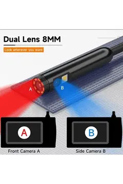 Ekranlı Üç Kameralı Çantalı 20 Metre Sert Kablo Yılan Endoskop Kamera 8 Mm 4.3 Inc