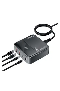 65w Masaüstü 4 Portlu Hızlı Şarj Cihazı İstasyonu 2xusb-a, 2xtype-c Giriş,1,5 Mt. Kablo