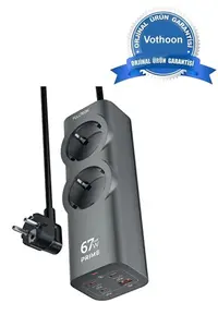 67w Hızlı Şarjlı Akıllı Çoklu Priz – 2000w Güç, 2 Usb-c + 2 Usb-a Çıkışlı, Telefon & Laptop Uyumlu