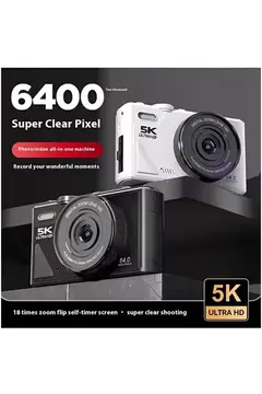 5k 75mp Hd Dijital Kamera 18x Dijital Zoom, Flaşlı,3.0 İnç Ekranlı Fotoğraf Makinesi
