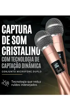 Profesyonel Çiftli Kablosuz Mikrofon Seti Karaoke Şarj Edilebilir 50 Metre Mesafe Rose
