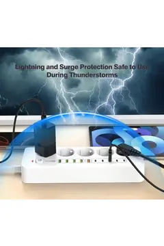 3500w Akım Korumalı 5’li Grup Priz: 5x Usb + 5x Type-c Çıkışlı (2 Metre)
